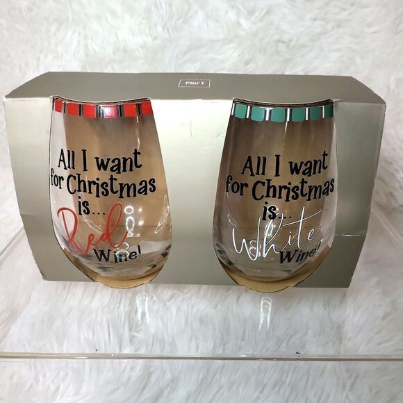 Pier one imports Christmas 🎄 wine glasses NWT! - Picture 1 of 5